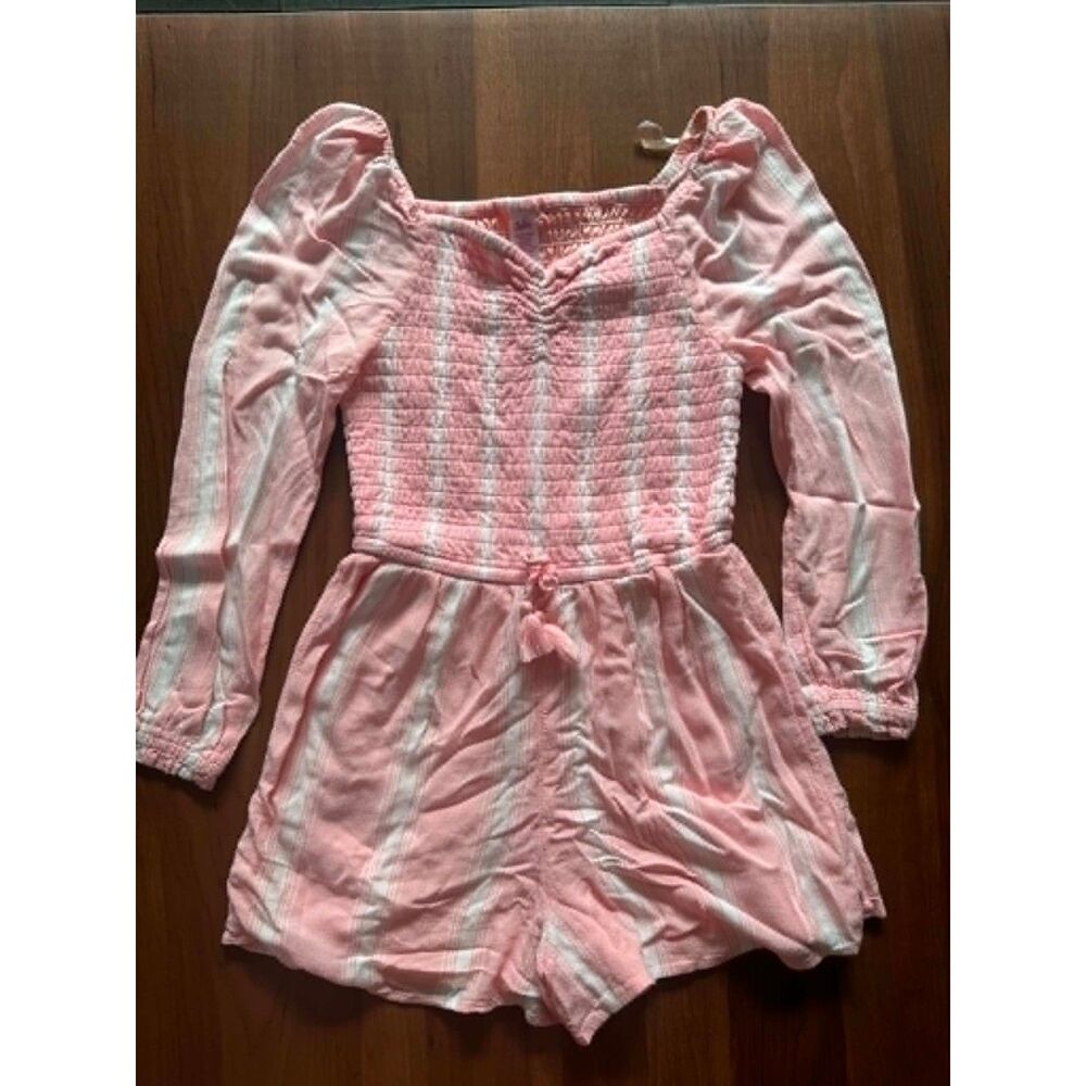 Justice Pink Striped Romper - Size 10